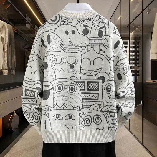 Thickened Round Neck Sweater for Teenagers - Trendy Winter Pullover - Buy Center