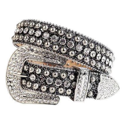Women's Rhinestone Alloy Pin Buckle Belt - Trendy Rivet Design for Any Outfit - Buy Center