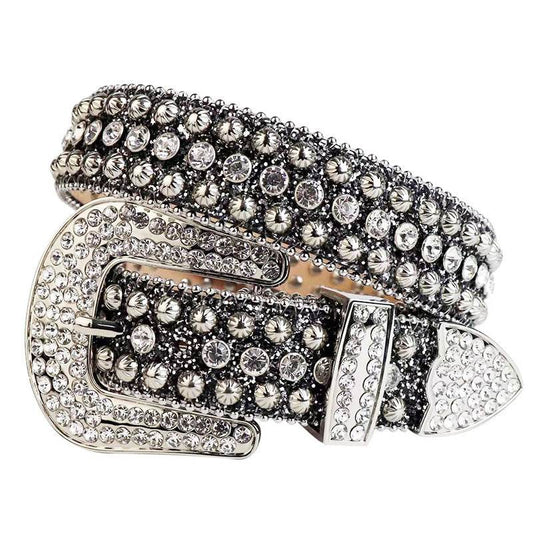 Women's Rhinestone Alloy Pin Buckle Belt - Trendy Rivet Design for Any Outfit - Buy Center