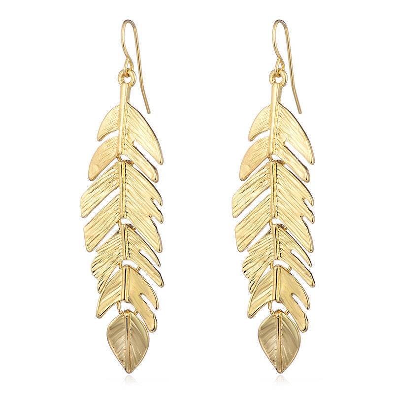 Buy Center European & American Tassel Leaf Earrings - Stylish Geometric Design - Buy Center