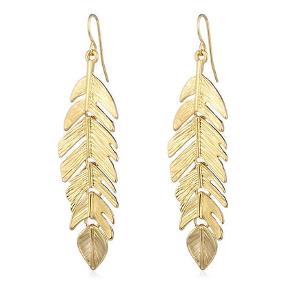 Buy Center European & American Tassel Leaf Earrings - Stylish Geometric Design - Buy Center