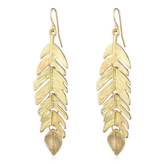 Buy Center European & American Tassel Leaf Earrings - Stylish Geometric Design - Buy Center