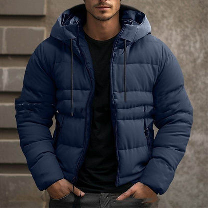 Men's Hooded Down Jacket - Velvet Cotton, Stylish Solid Colors - Buy Center