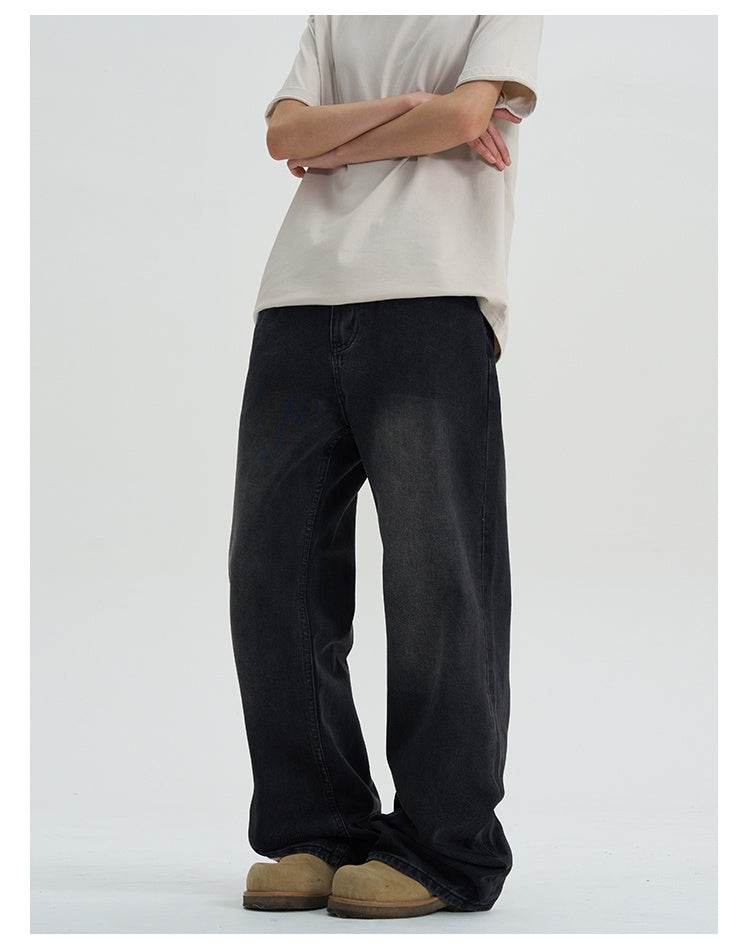 Buycenter Men's Black Straight Slimming Jeans - Casual Mid-High Waist - Buy Center