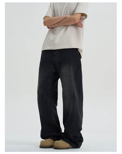 Buycenter Men's Black Straight Slimming Jeans - Casual Mid-High Waist - Buy Center