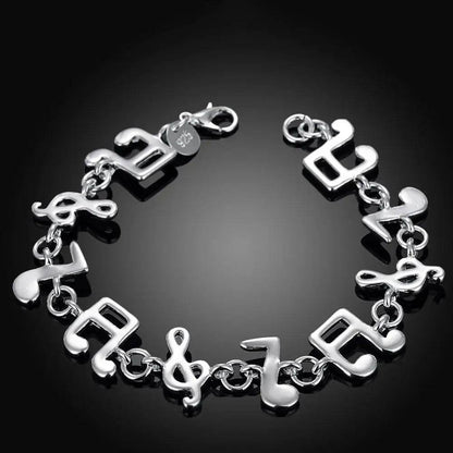 Exquisite Silver Music Note Bracelet - Elegant Jewelry for Music Lovers - Buy Center