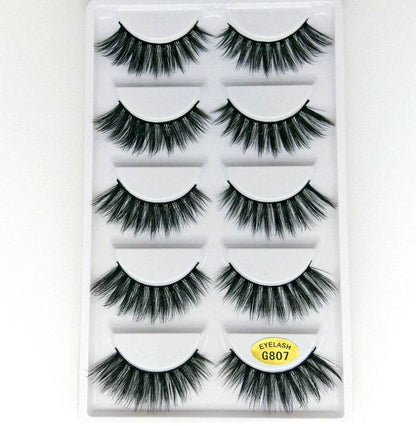 Luxurious 3D Mink Hair False Eyelashes - 5 Pairs for Stunning Volume - Buy Center