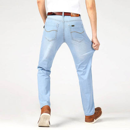 Men's Straight-Leg Jeans - Light Blue Cotton Pants for Spring Style - Buy Center