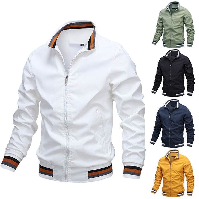 Buycenter Men's Sports Jacket - Simple Fit, Stand-Up Collar, Zipper Style - Buy Center