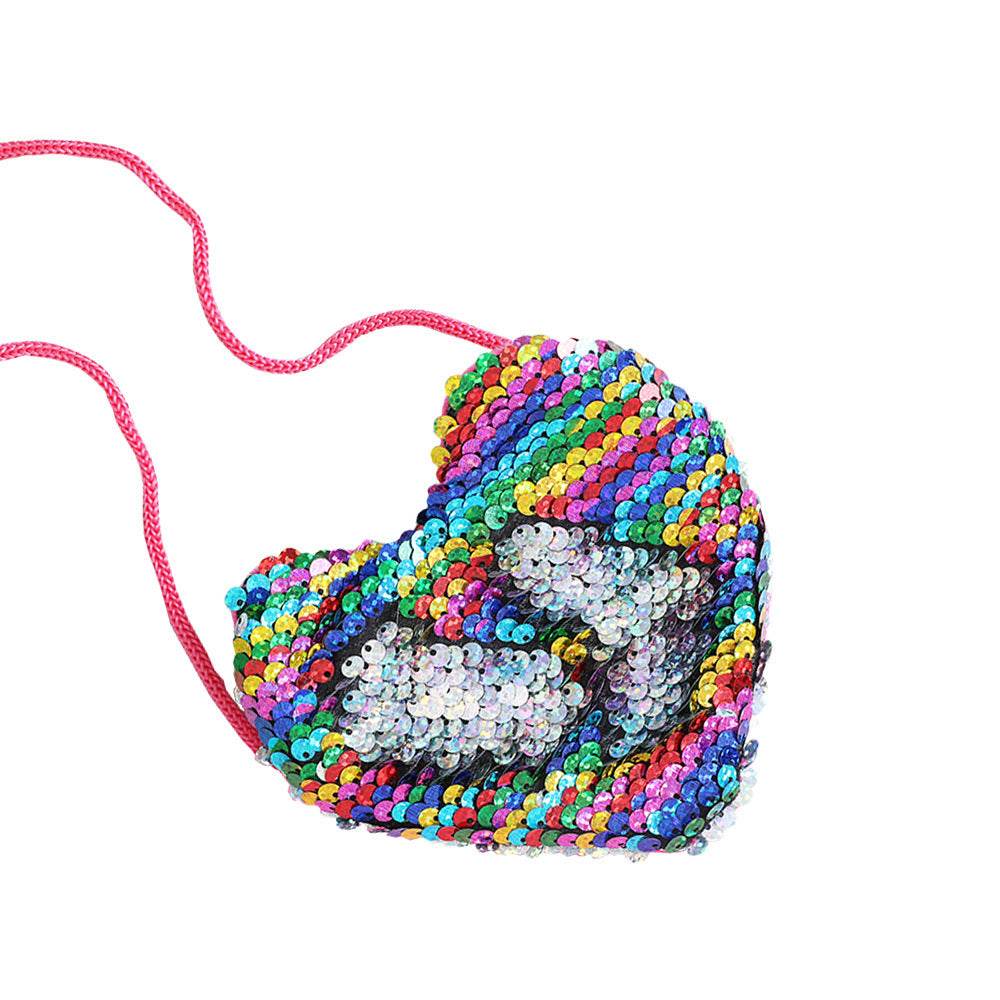 Heart-Shaped Sequined Purse Lanyard - Stylish Girls' Accessory for Gifts - Buy Center