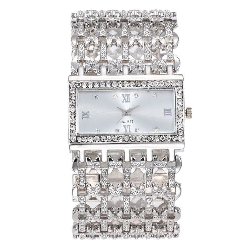 Women's Steel Band Diamond Watch - Rhinestone Square Design, Premium Style - Buy Center