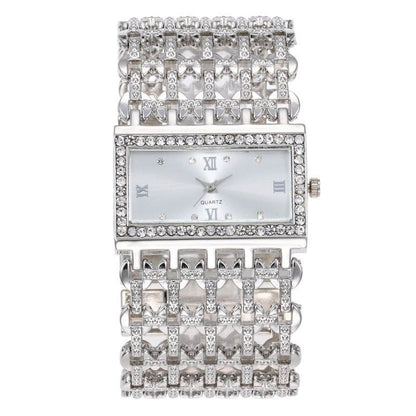 Women's Steel Band Diamond Watch - Rhinestone Square Design, Premium Style - Buy Center