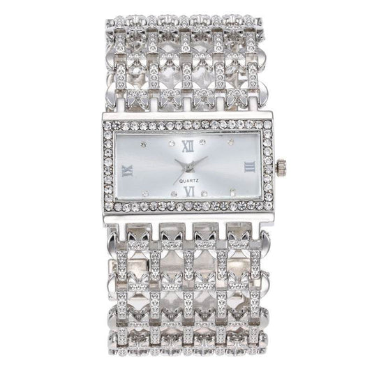 Women's Steel Band Diamond Watch - Rhinestone Square Design, Premium Style - Buy Center