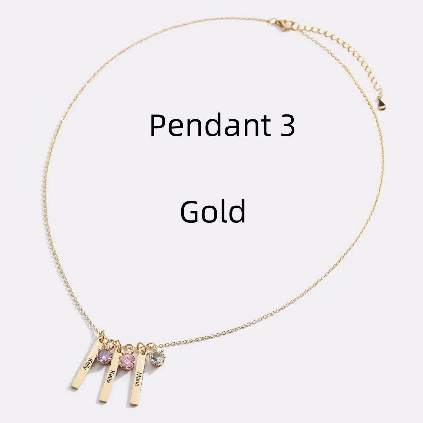 Personalized Mini Bar Birthday Stone Necklace - Custom Stainless Steel Pendant - Buy Center