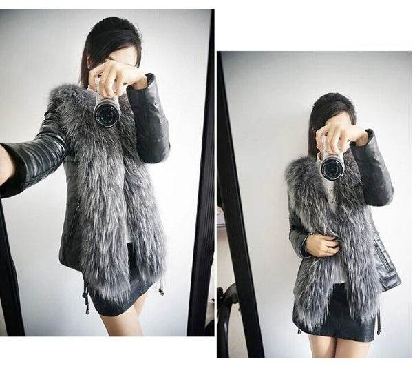 Buycenter Fur Collar Coat - Elegant PU Leather for Commuter Style - Buy Center