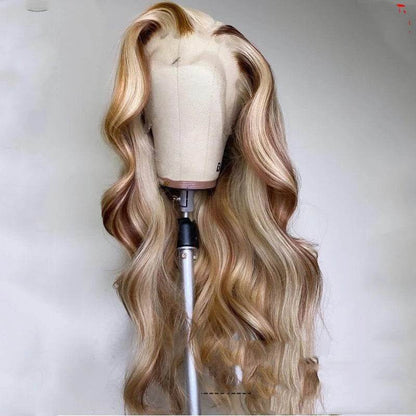 Nabeauty Brown Blonde Human Hair Wig - 22-28 Inch, Pre-Plucked Lace - Buy Center