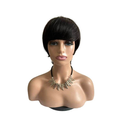 Short Straight Wig for Women - 100% Real Human Hair, Stylish Design - Buy Center
