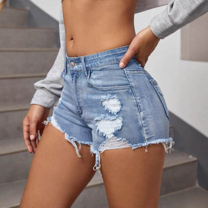 Buycenter Women's Stretch Washed Jeans - Mid Waist, Straight Fit, Blue - Buy Center