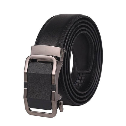 Men's Leather Automatic Buckle Belt - Two-Layer Cowhide, Embossed Style - Buy Center
