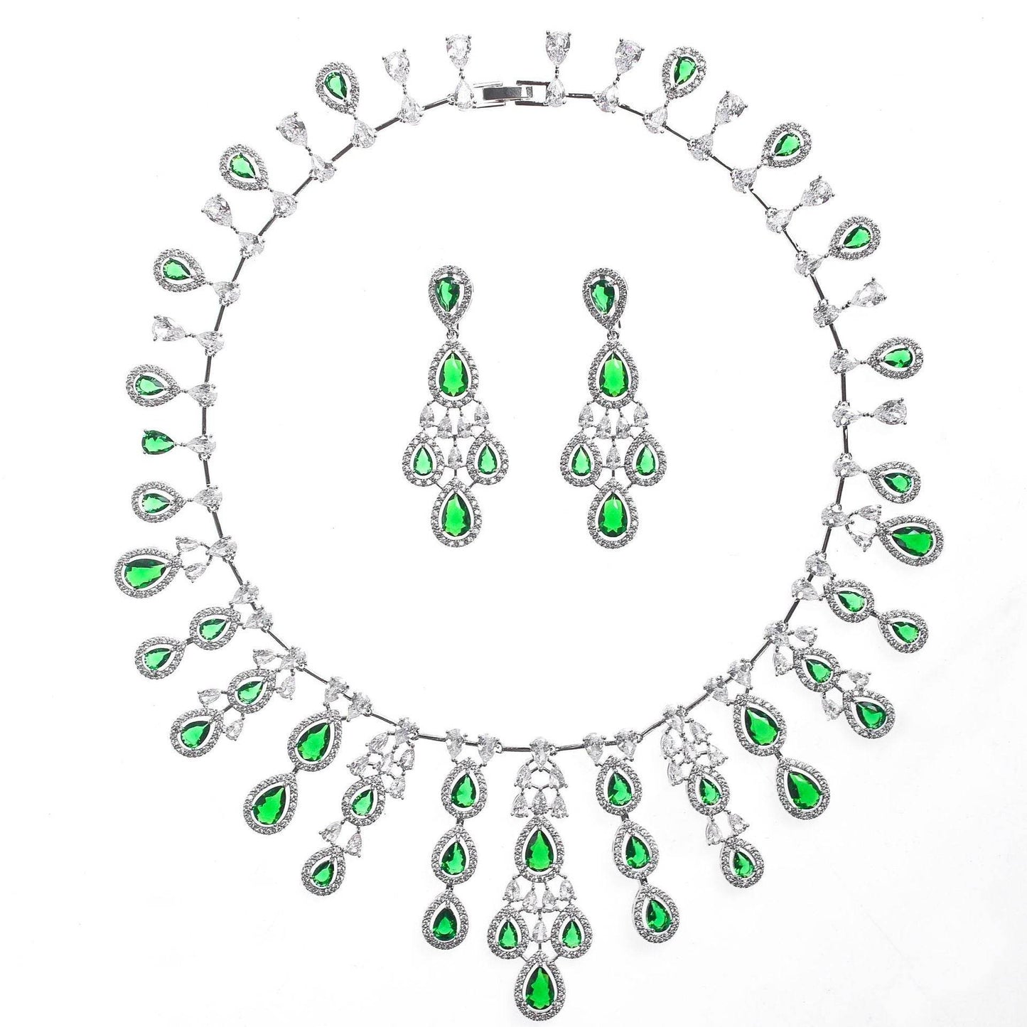 Buy Center Women's Zircon Necklace & Earrings Set - Elegant Water Drop Design - Buy Center
