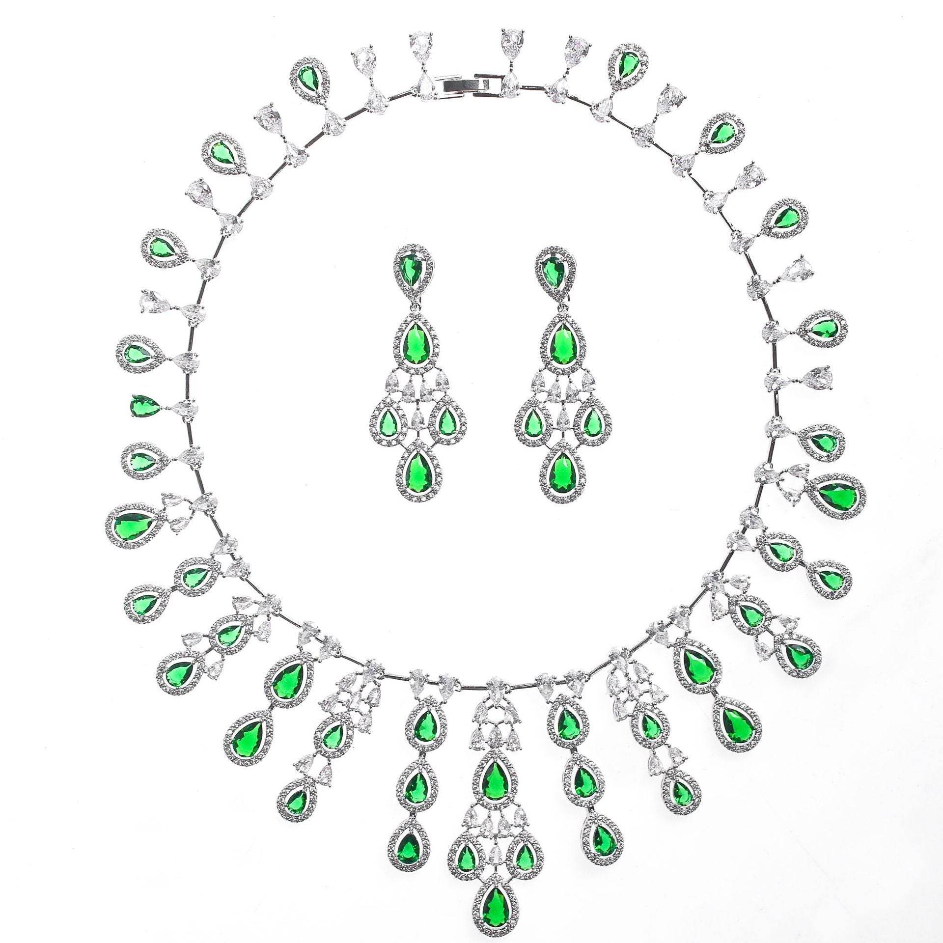 Buy Center Women's Zircon Necklace & Earrings Set - Elegant Water Drop Design - Buy Center