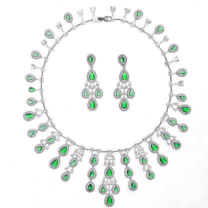 Buy Center Women's Zircon Necklace & Earrings Set - Elegant Water Drop Design - Buy Center
