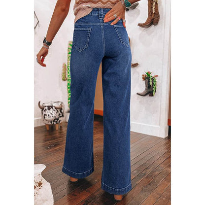 Retro High Waist Straight-Leg Trousers for Women - Casual Cotton Jeans 2025 - Buy Center