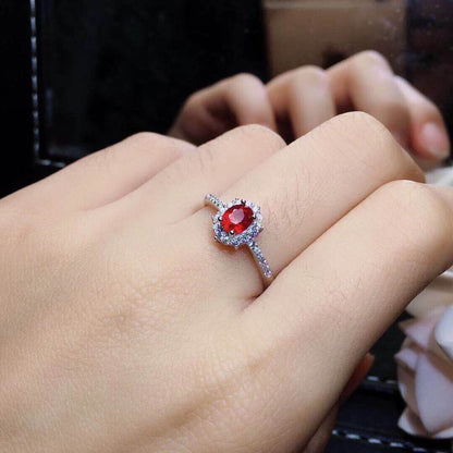 Buycenter Burmese Ruby Jewelry Set - Elegant Silver Necklace, Ring & Earrings - Buy Center