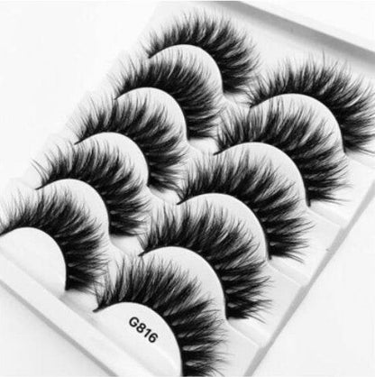 Luxurious 3D Mink Hair False Eyelashes - 5 Pairs for Stunning Volume - Buy Center