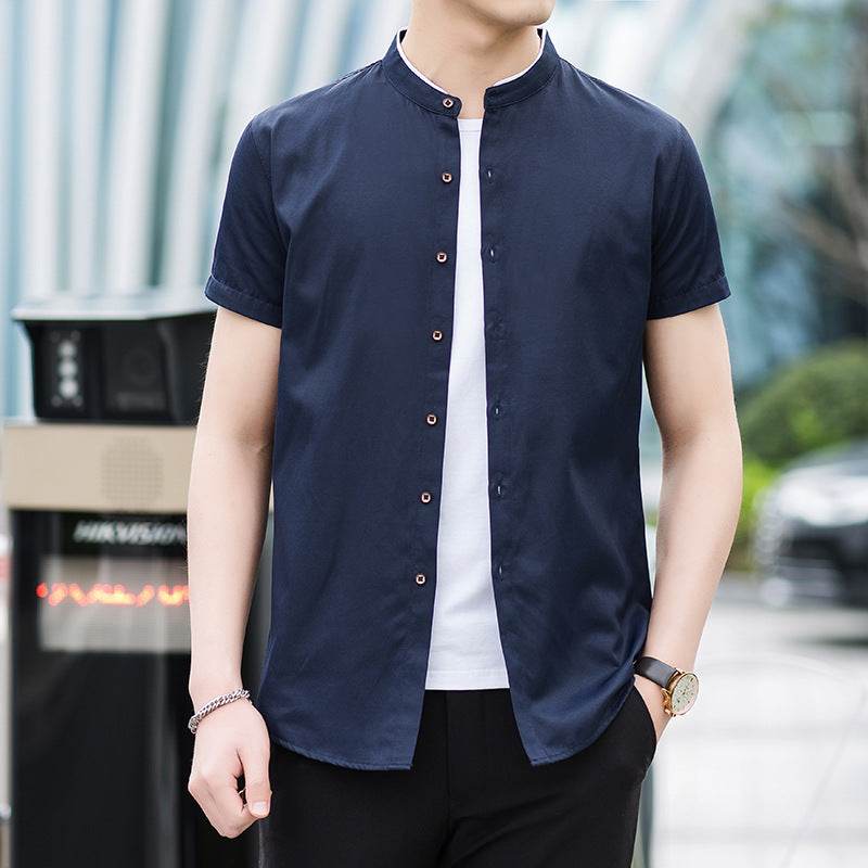 Buycenter Slim Fit Round Neck White Shirt - Short Sleeve for Men - Buy Center