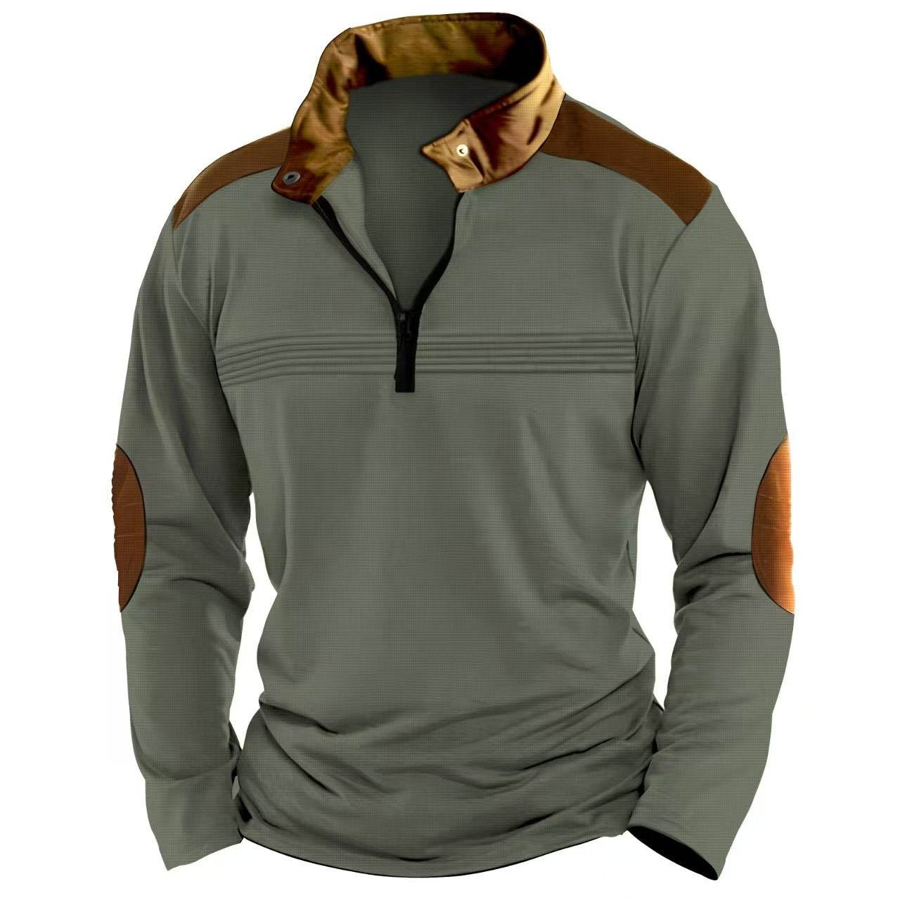 Men's Long Sleeve Polo Shirt with Zipper - Stylish & Comfortable in Multiple Colors - Buy Center