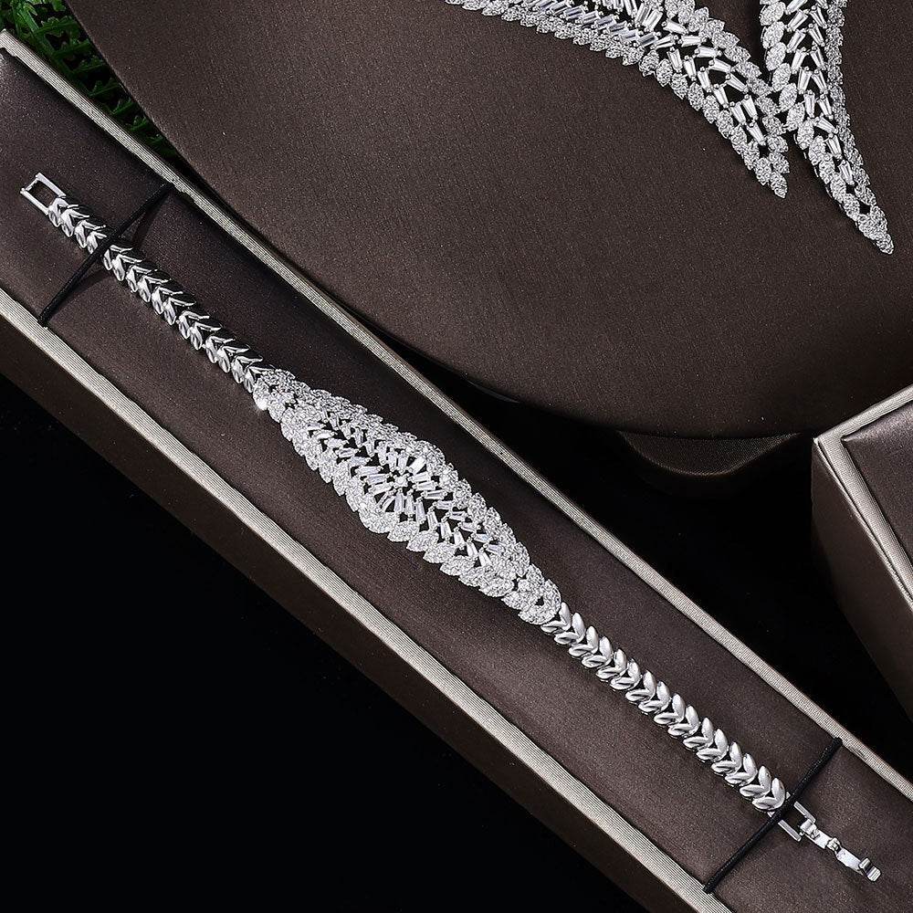 Elegant Bridal Four-Piece Jewelry Set - White Gold & Gemstones 2025 - Buy Center