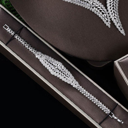 Elegant Bridal Four-Piece Jewelry Set - White Gold & Gemstones 2025 - Buy Center