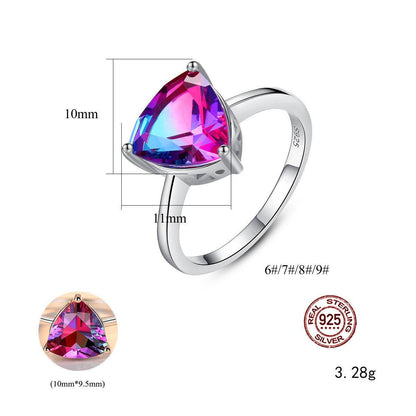 S925 Sterling Silver Rainbow Stone Engagement Ring - Elegant & Unique Design - Buy Center