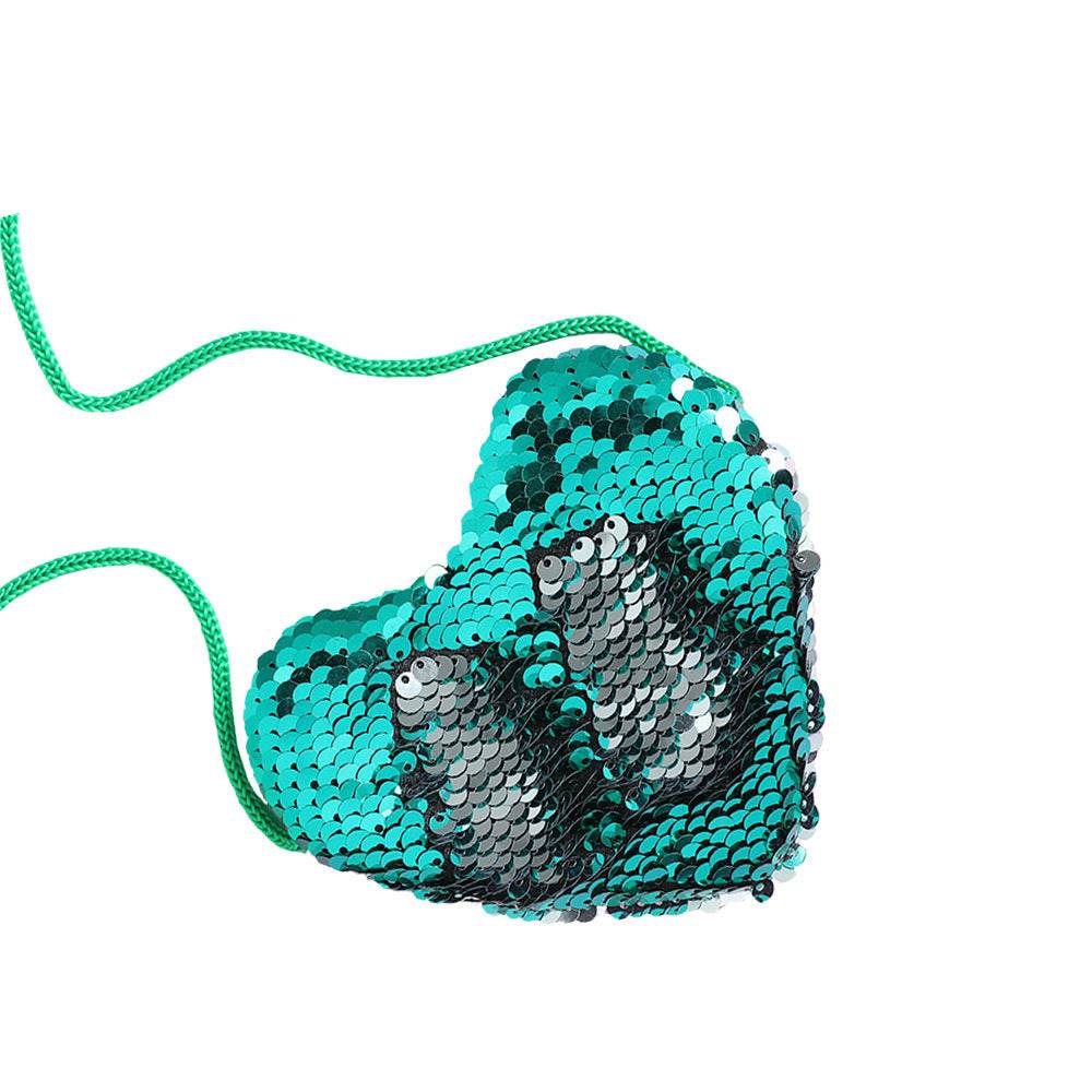 Heart-Shaped Sequined Purse Lanyard - Stylish Girls' Accessory for Gifts - Buy Center