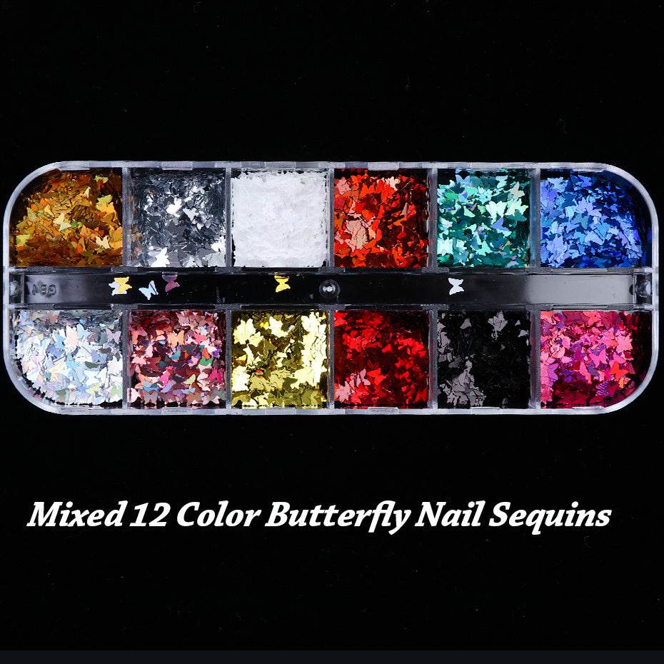 Symphony Butterfly Sequin Nail Decoration - 12 Colors for Stunning Nail Art - Buy Center