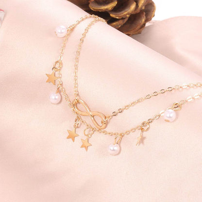 Women's Alloy Star Anklet - Elegant Double Circles Design 2025 - Buy Center