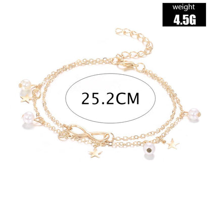 Women's Alloy Star Anklet - Elegant Double Circles Design 2025 - Buy Center