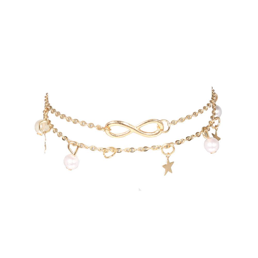 Women's Alloy Star Anklet - Elegant Double Circles Design 2025 - Buy Center