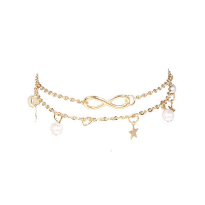 Women's Alloy Star Anklet - Elegant Double Circles Design 2025 - Buy Center