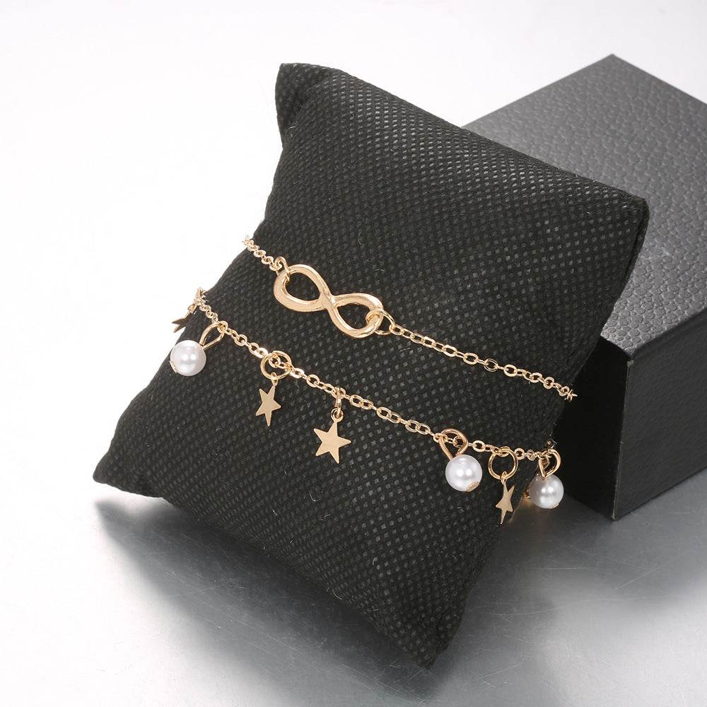 Women's Alloy Star Anklet - Elegant Double Circles Design 2025 - Buy Center