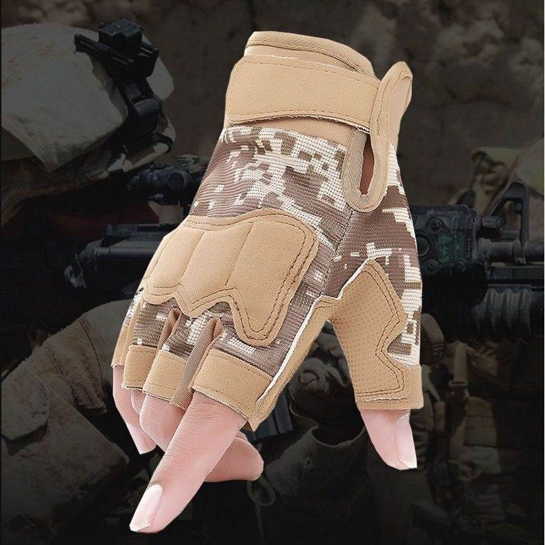 Camouflage Short Finger Gloves - Unisex for Motorcycle Riding & Outdoor Use - Buy Center