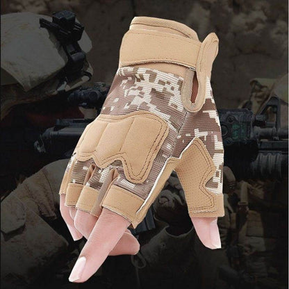 Camouflage Short Finger Gloves - Unisex for Motorcycle Riding & Outdoor Use - Buy Center