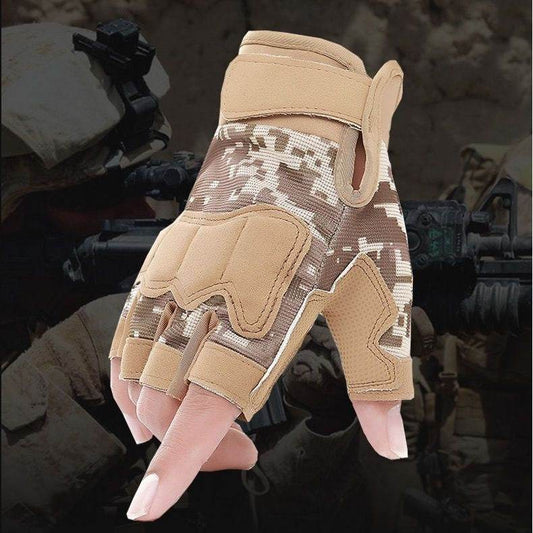 Camouflage Short Finger Gloves - Unisex for Motorcycle Riding & Outdoor Use - Buy Center