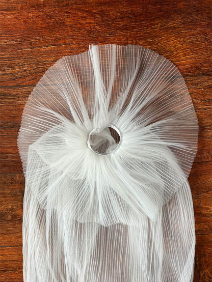 Elegant White Pleated Bell Sleeve Wedding Dress - Perfect for Modern Brides - Buy Center