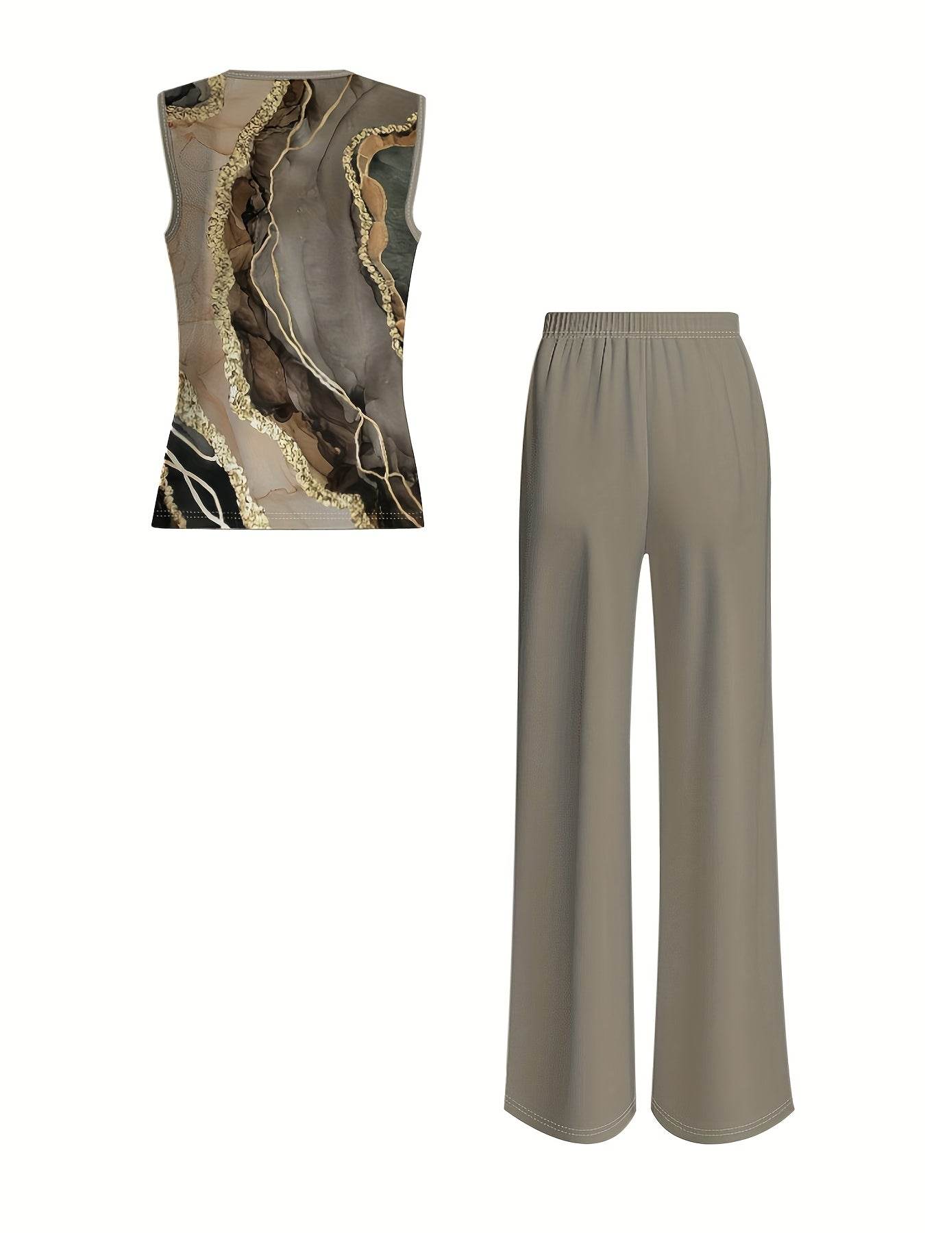 Women's Casual Floral Print Top & Wide-Leg Pants Set - Summer Ready - Buy Center