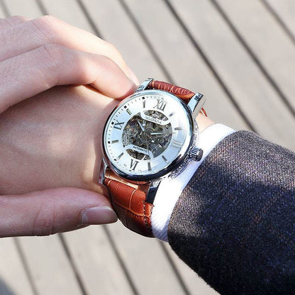 Automatic Mechanical Men's Watch - Luminous Display & Woven Mesh Belt - Buy Center