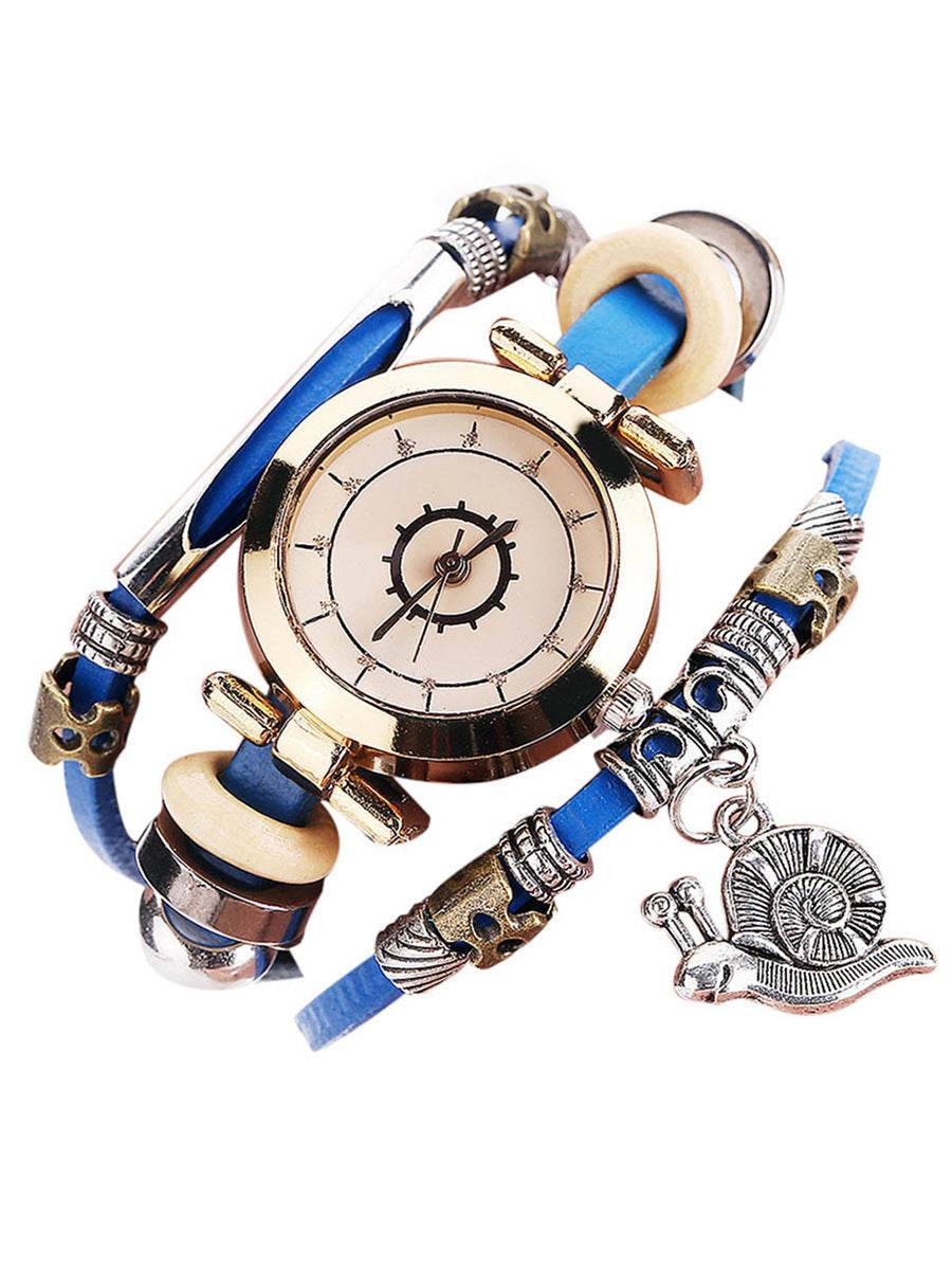Women's Vintage Coiling Leather Bracelet Watch - Mori Style Elegant Design - Buy Center