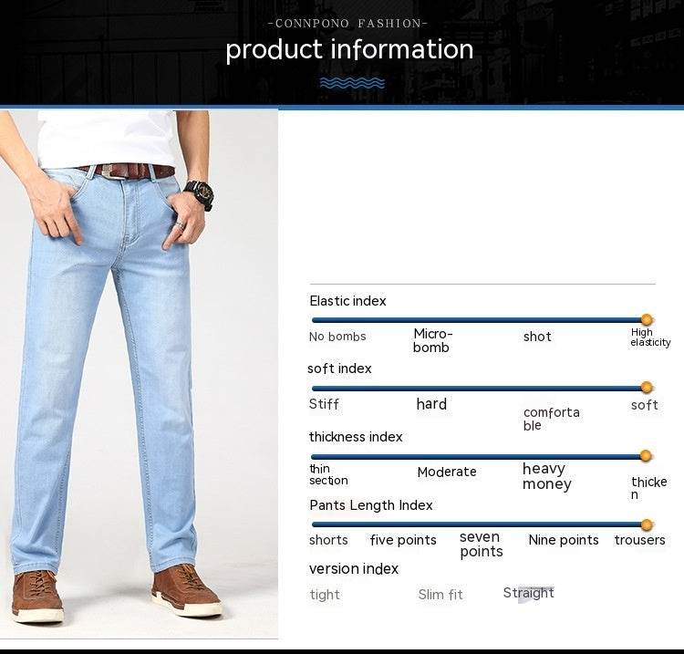 Men's Straight-Leg Jeans - Light Blue Cotton Pants for Spring Style - Buy Center