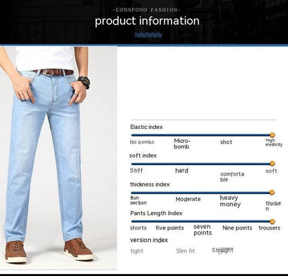 Men's Straight-Leg Jeans - Light Blue Cotton Pants for Spring Style - Buy Center